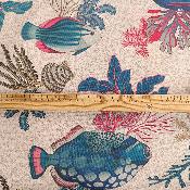 Toile enduite MONDE MARIN FOND PARCHEMIN