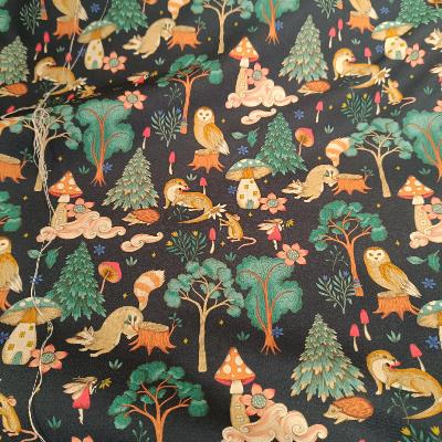 Tissu POPPY Forest Animal Fond Noir