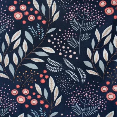 Tissu coton bio mimosa bleu