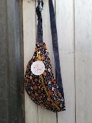 Sac banane velours fleur bleu