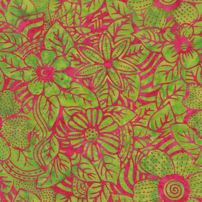 Tissu MAKOWER BATIK Fleur Vert 250