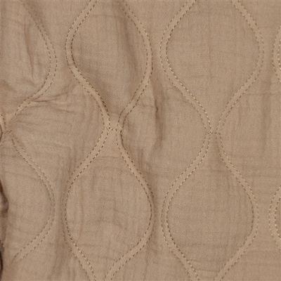 Tissu coton double gaze matelassée taupe