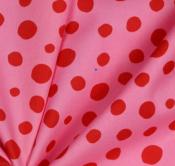Tissu  Popeline Coton Oekotex rose pois rouges