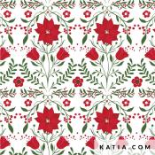 Popeline   Xmas Flowers 100% Coton katia